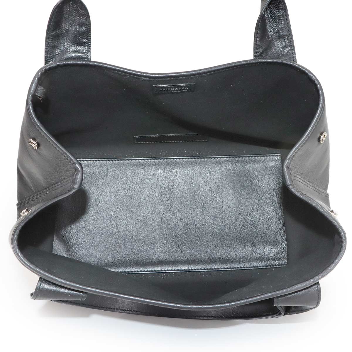 Navy Cabas Small Tote Bag Leather Black White 339933