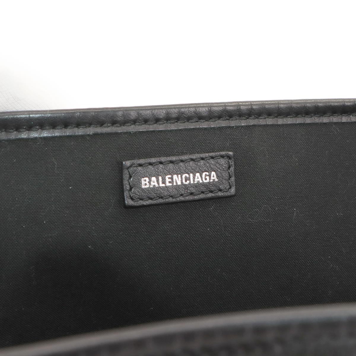 Navy Cabas Small Tote Bag Leather Black White 339933