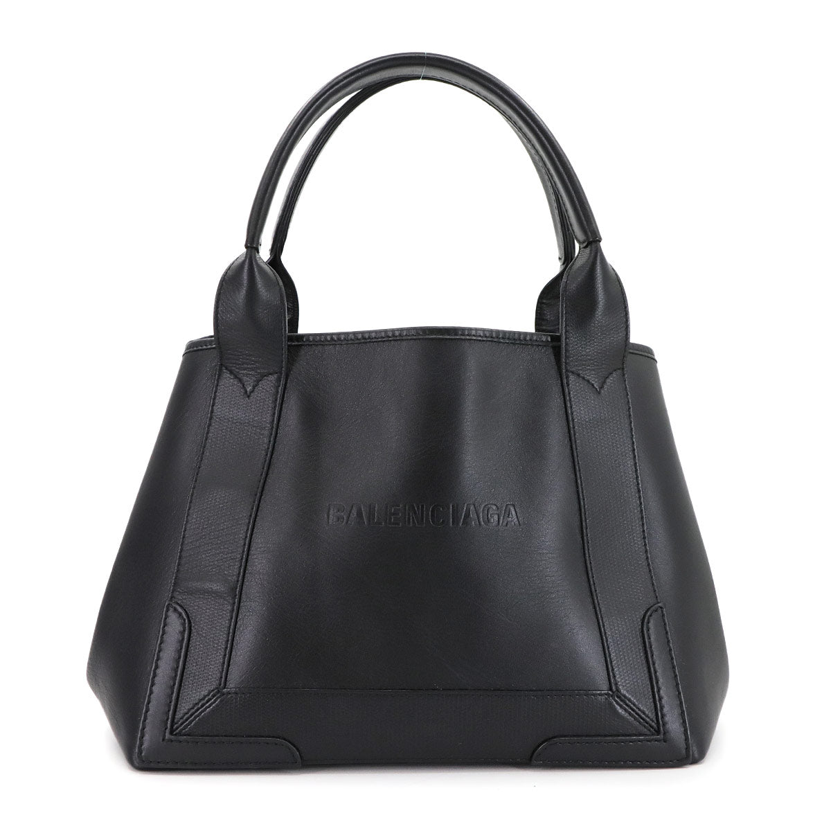 Navy Cabas Small Tote Bag Leather Black White 339933