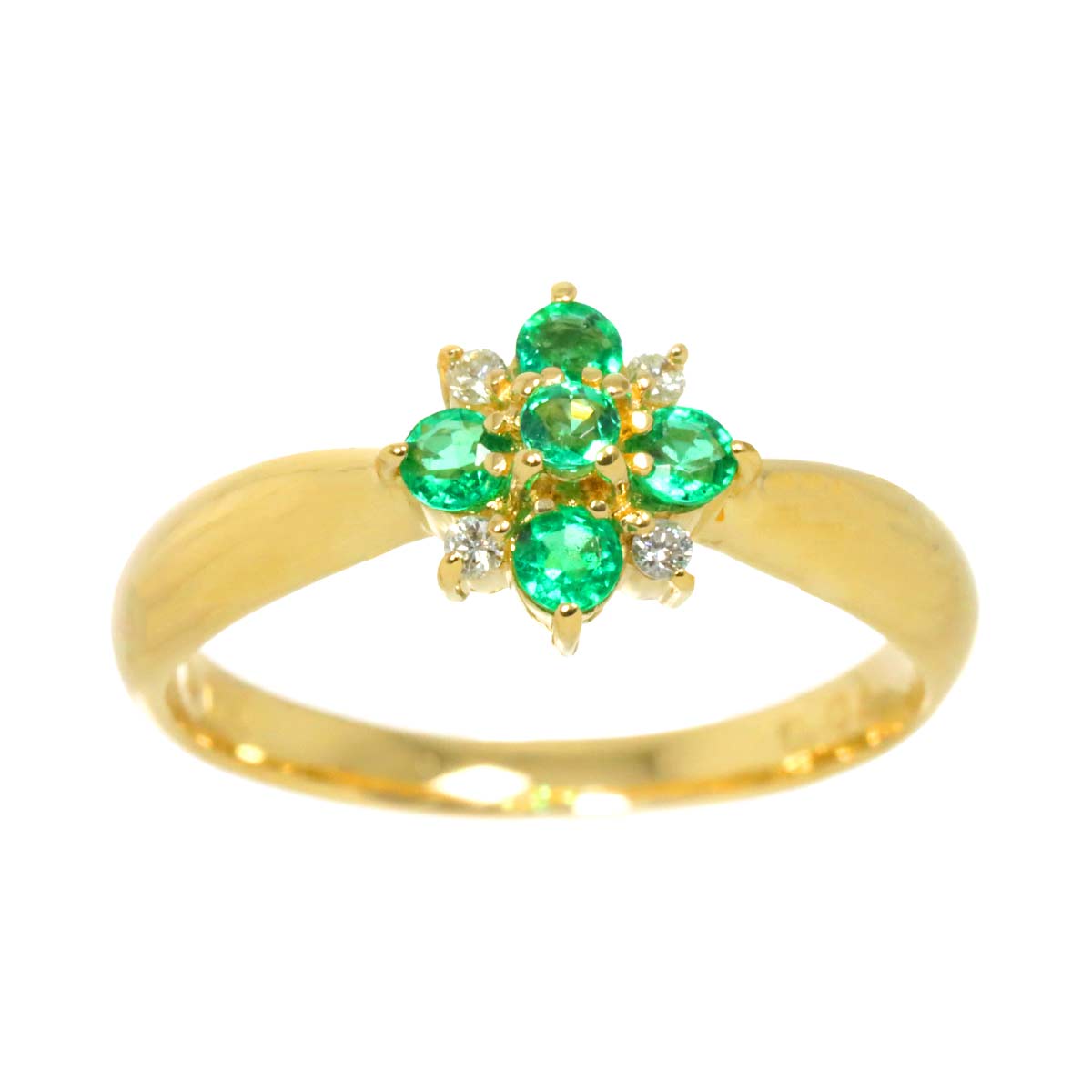 Emerald Diamond 0.04ct Ring 18K YG 750 size5.5-5.75((US)