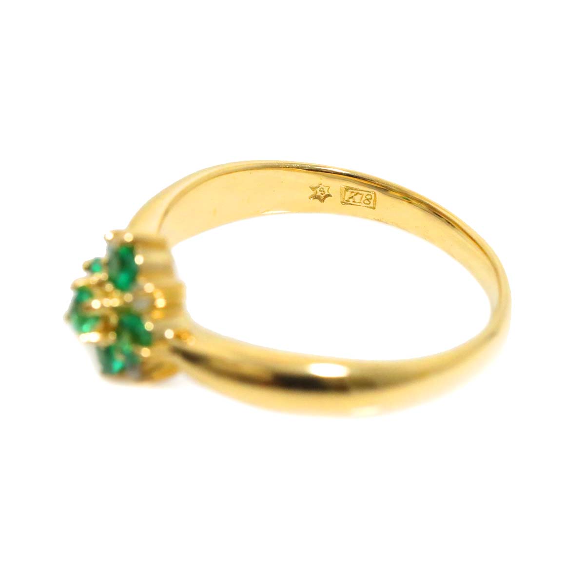 Emerald Diamond 0.04ct Ring 18K YG 750 size5.5-5.75((US)