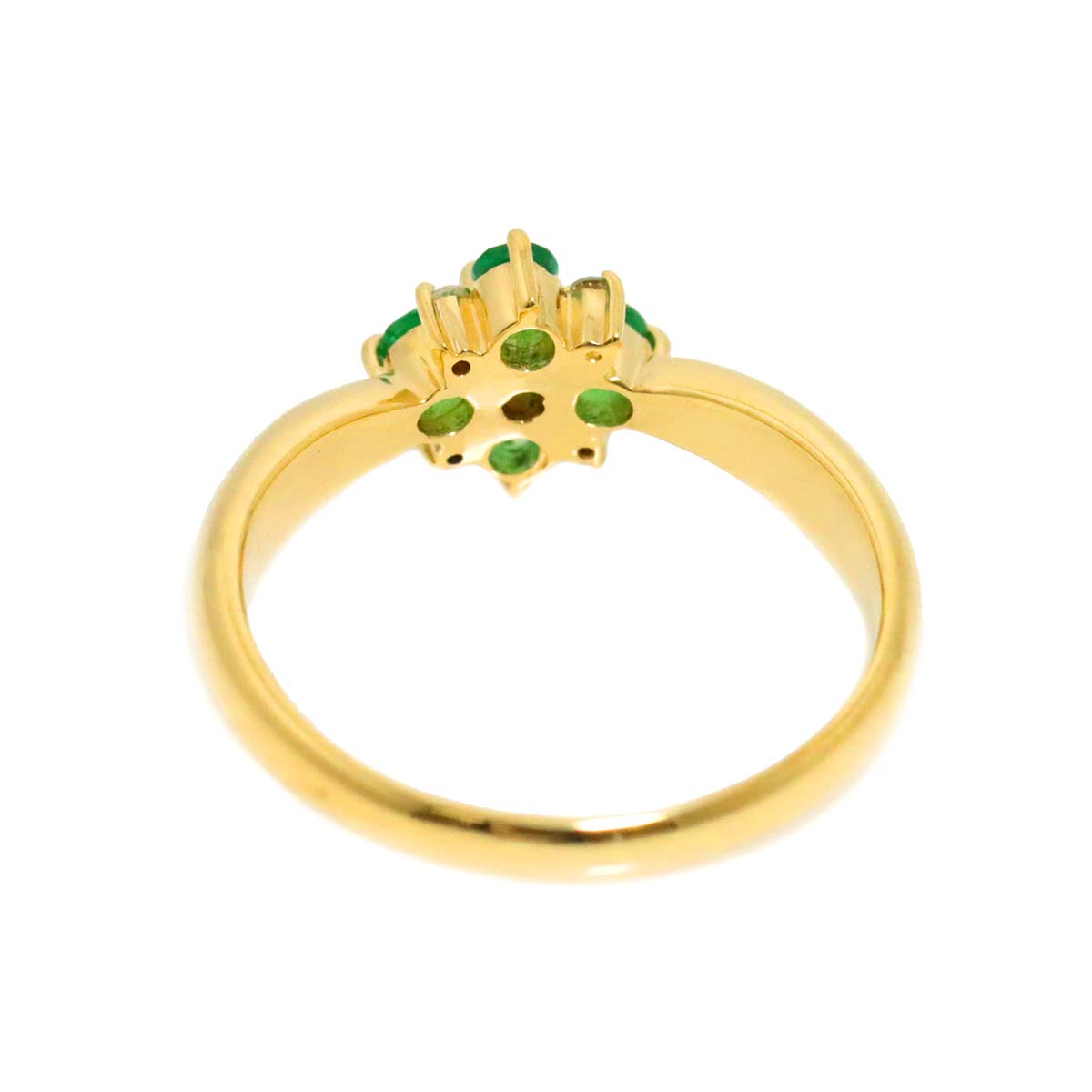 Emerald Diamond 0.04ct Ring 18K YG 750 size5.5-5.75((US)