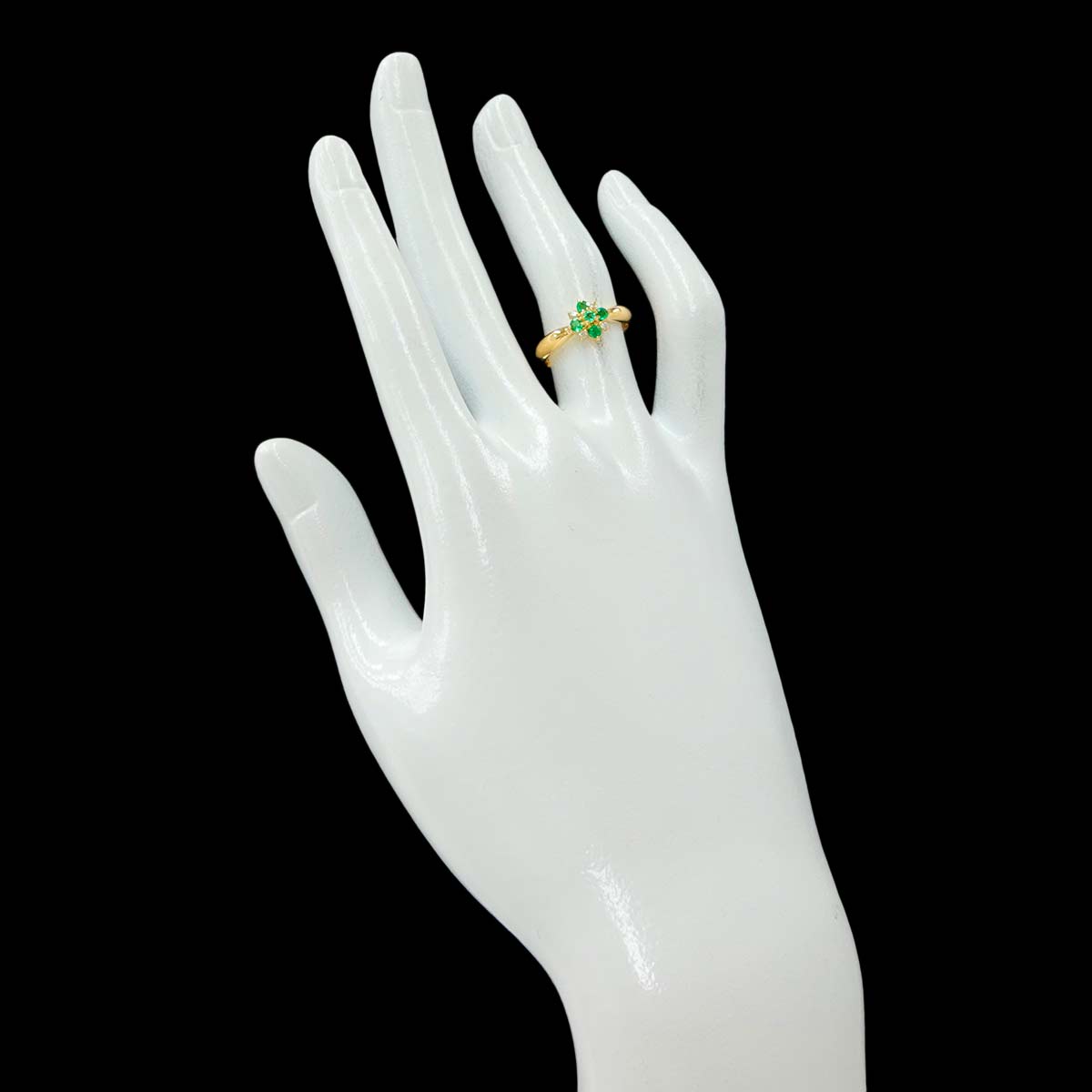 Emerald Diamond 0.04ct Ring 18K YG 750 size5.5-5.75((US)