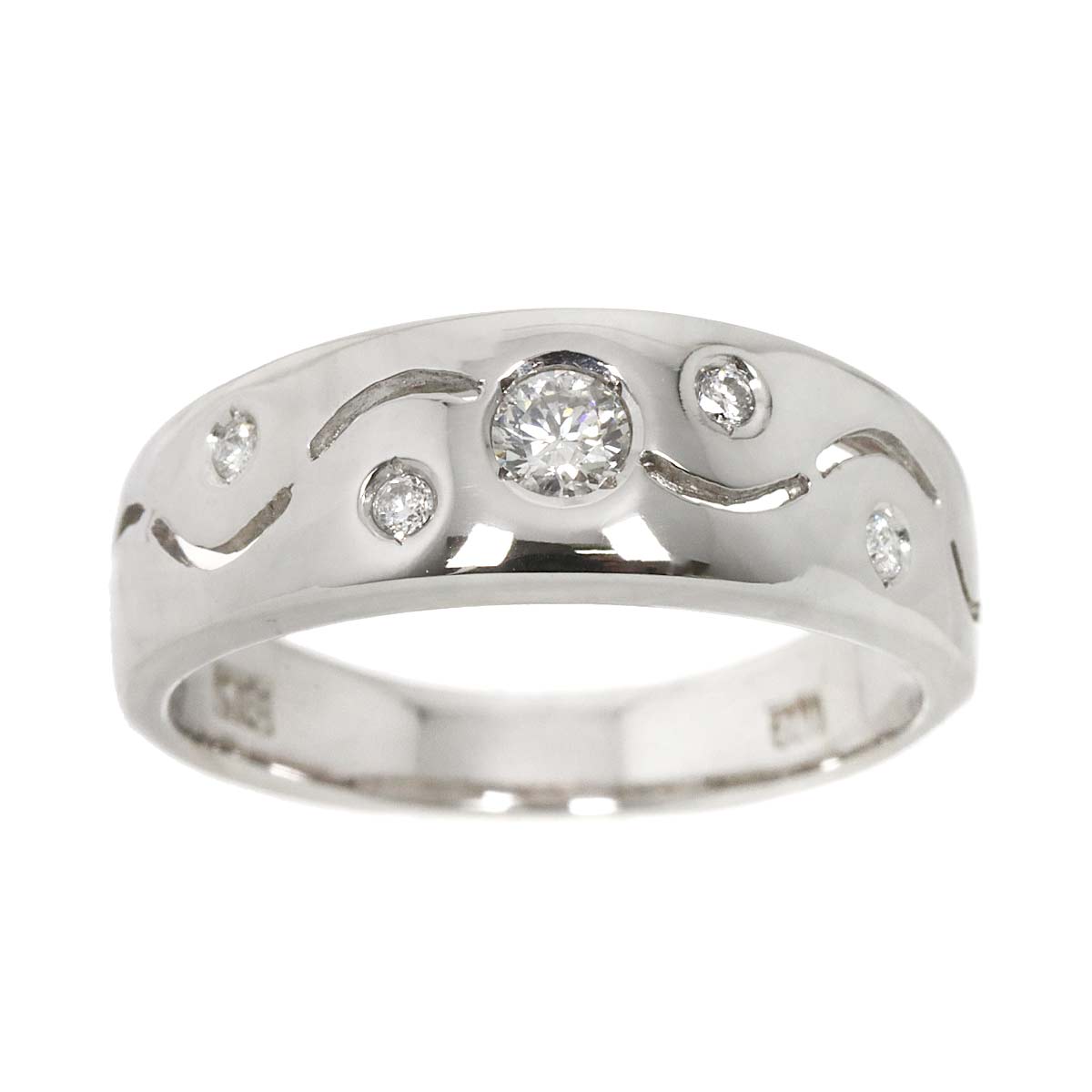 Diamond 0.14ct Ring 18K K18 WG White Gold size5.25(US)
