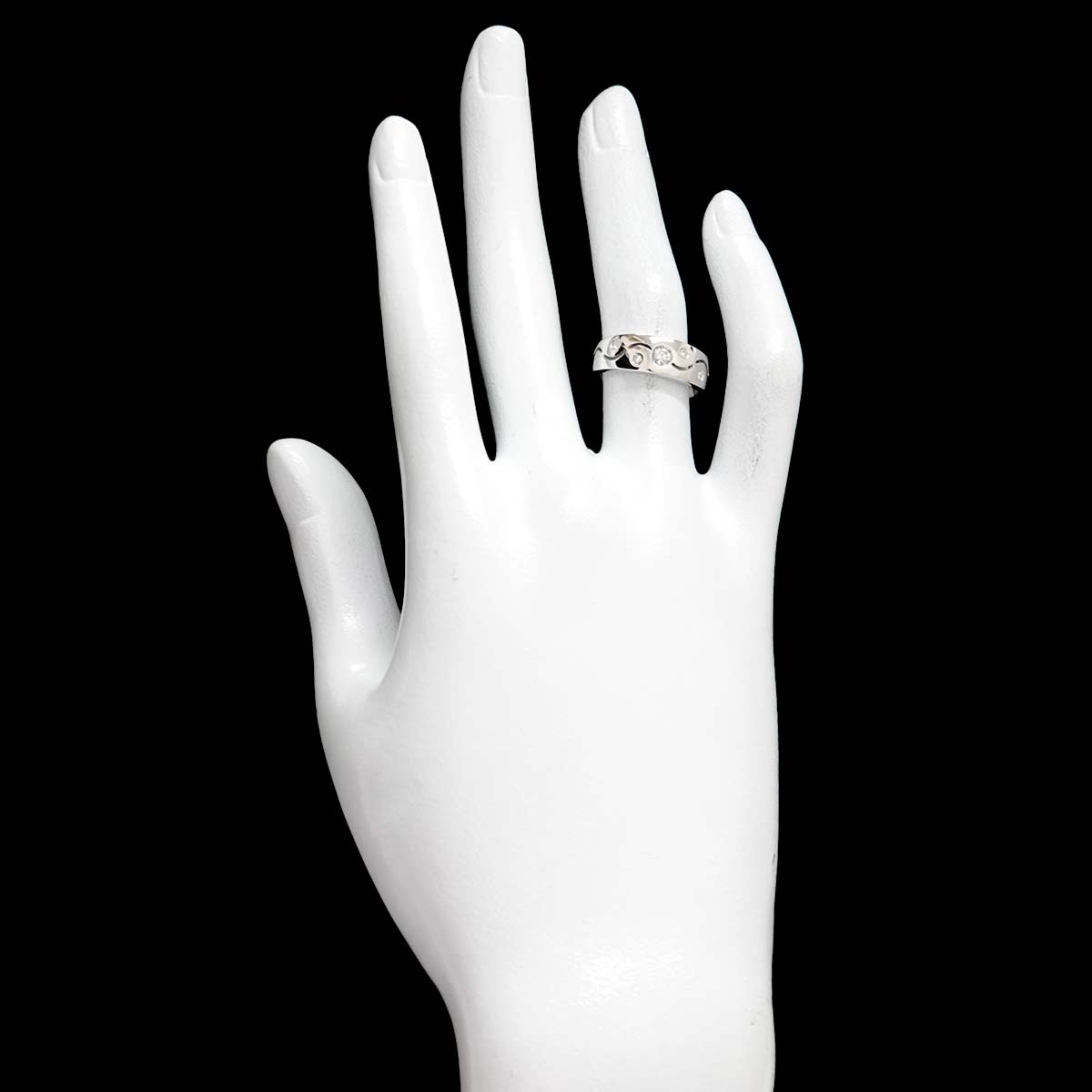 Diamond 0.14ct Ring 18K K18 WG White Gold size5.25(US)