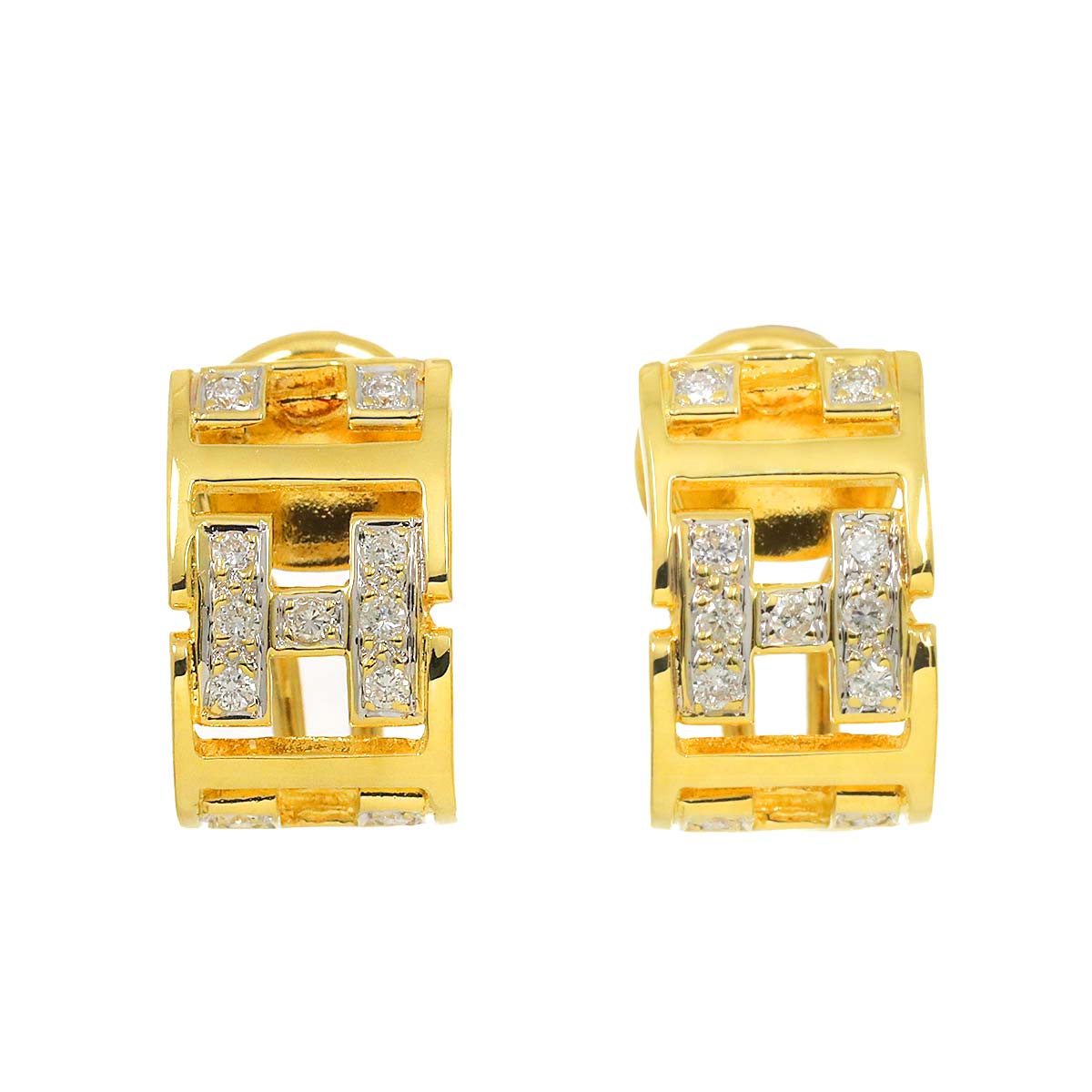 Diamond 0.12ct/0.12ct Earrings Pierced 18K YG Yellow Gold 750