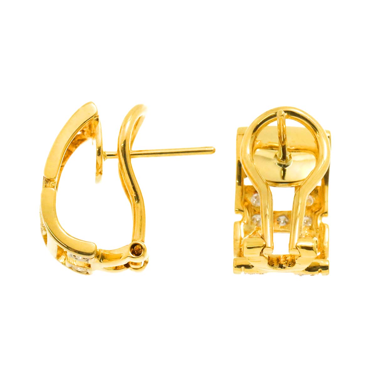 Diamond 0.12ct/0.12ct Earrings Pierced 18K YG Yellow Gold 750