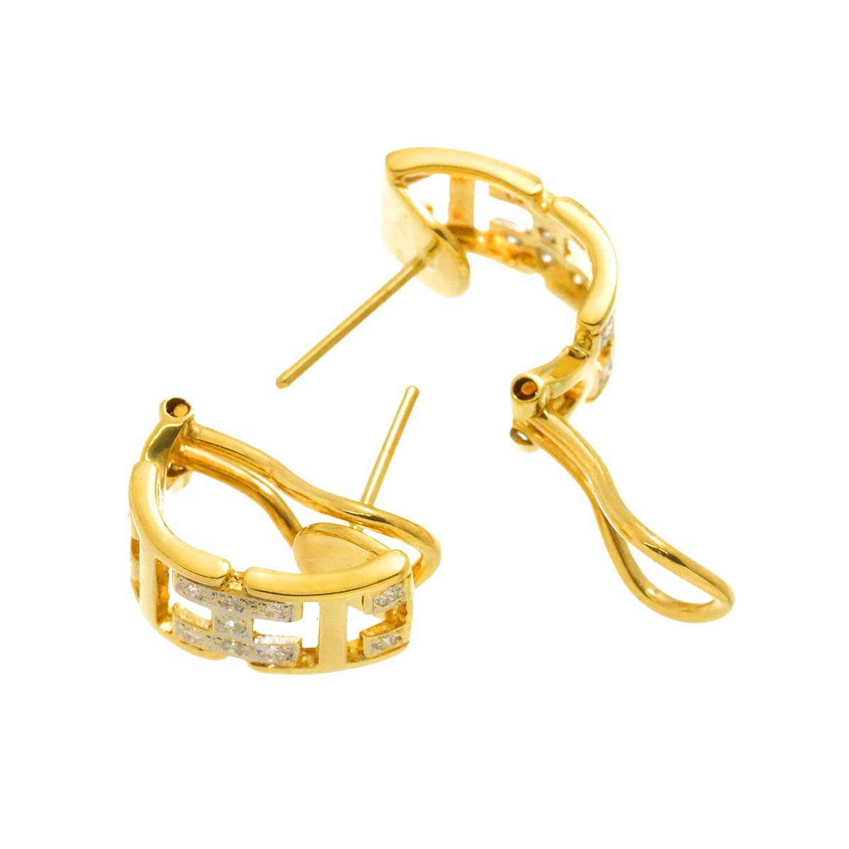 Diamond 0.12ct/0.12ct Earrings Pierced 18K YG Yellow Gold 750