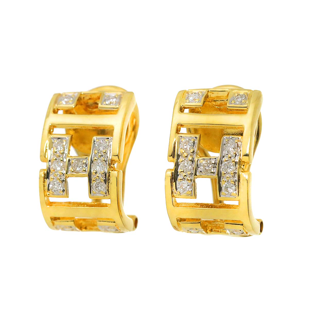 Diamond 0.12ct/0.12ct Earrings Pierced 18K YG Yellow Gold 750