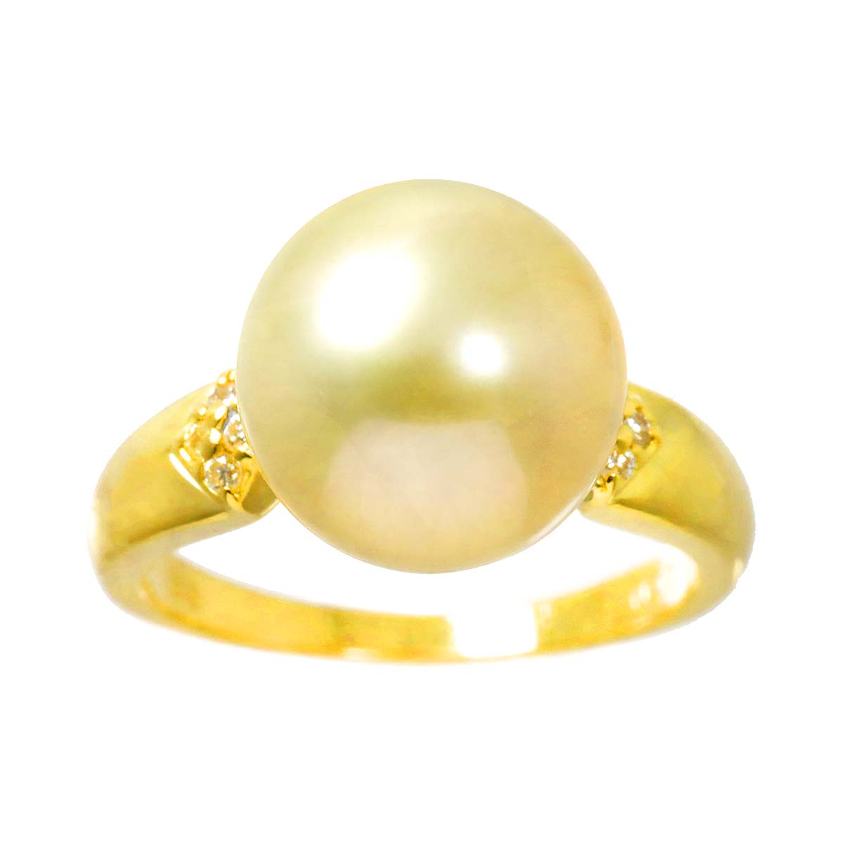 South Sea pearl 11.4mm Diamond 0.07ct Ring 18K K18 YG 750 6(US)