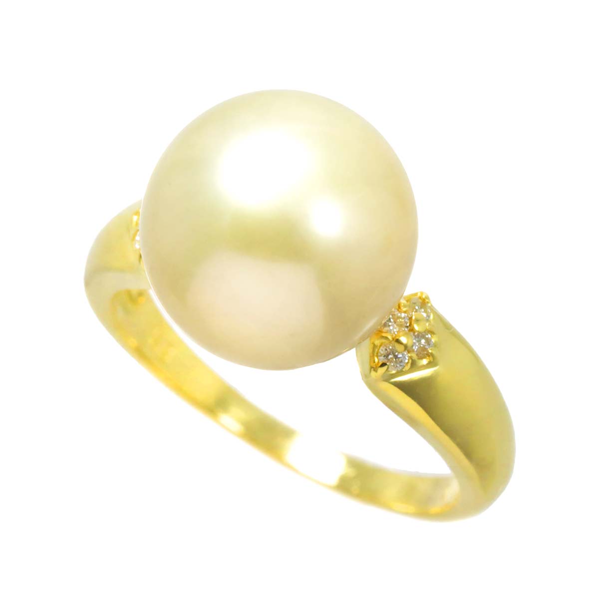 South Sea pearl 11.4mm Diamond 0.07ct Ring 18K K18 YG 750 6(US)