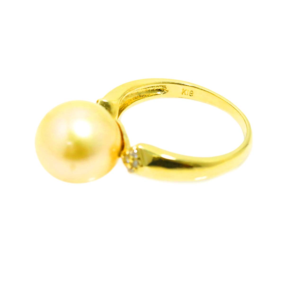 South Sea pearl 11.4mm Diamond 0.07ct Ring 18K K18 YG 750 6(US)