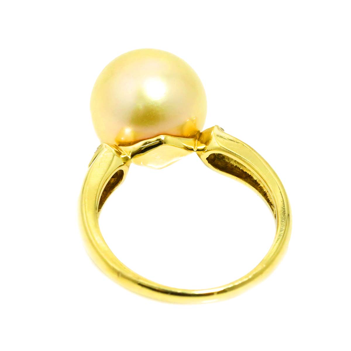 South Sea pearl 11.4mm Diamond 0.07ct Ring 18K K18 YG 750 6(US)