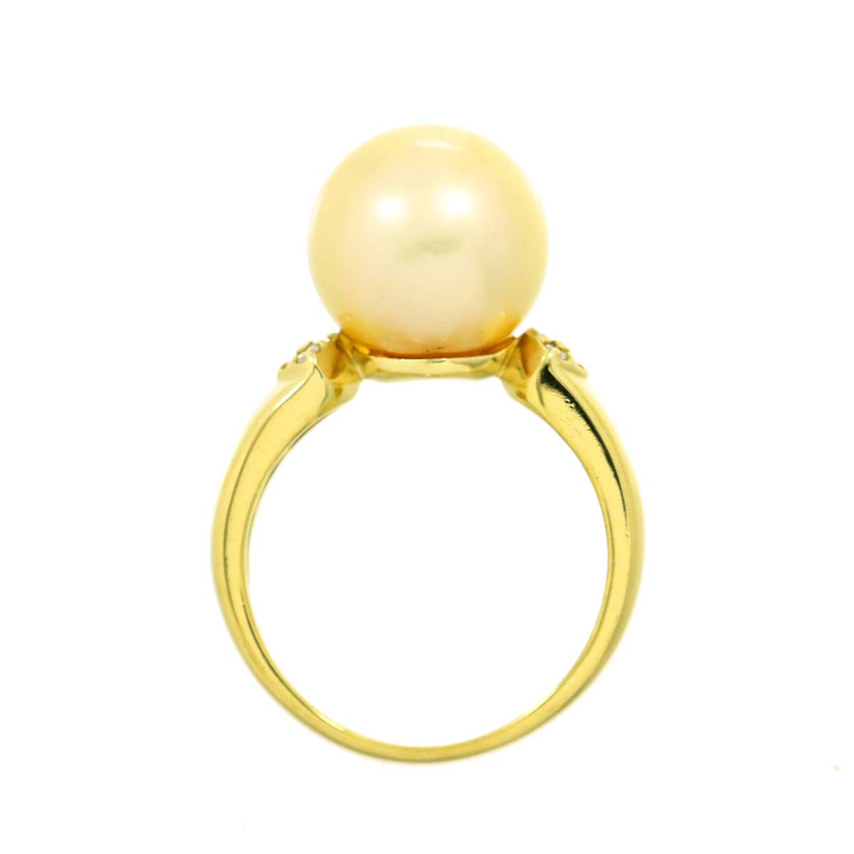 South Sea pearl 11.4mm Diamond 0.07ct Ring 18K K18 YG 750 6(US)