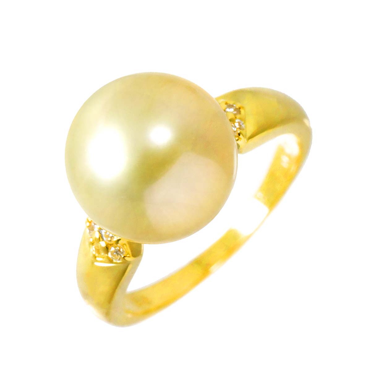 South Sea pearl 11.4mm Diamond 0.07ct Ring 18K K18 YG 750 6(US)