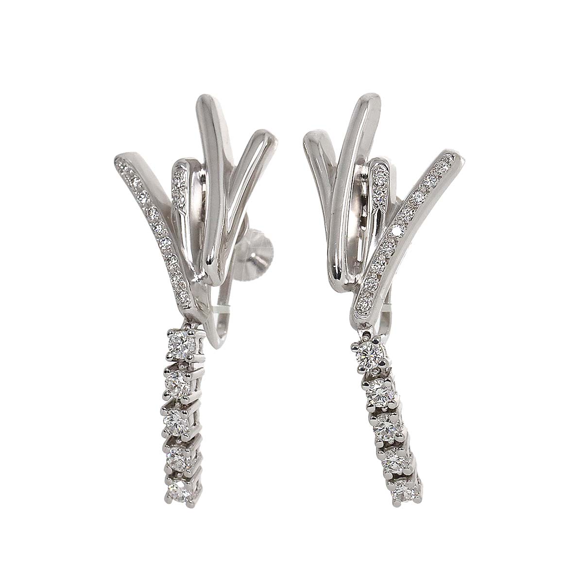 MIKIMOTO Diamond 0.33ct/0.33ct Earrings 14K White Gold 585
