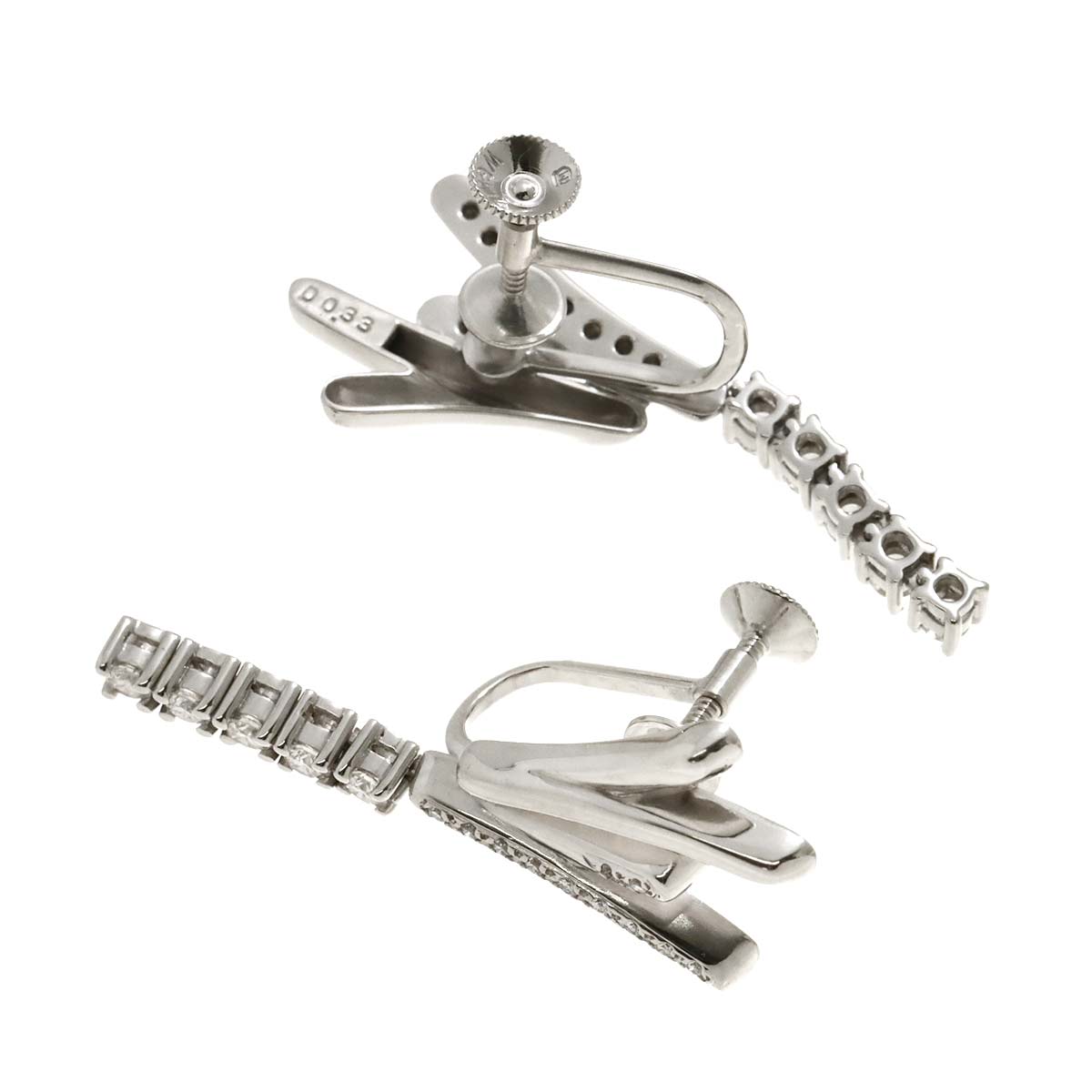 MIKIMOTO Diamond 0.33ct/0.33ct Earrings 14K White Gold 585