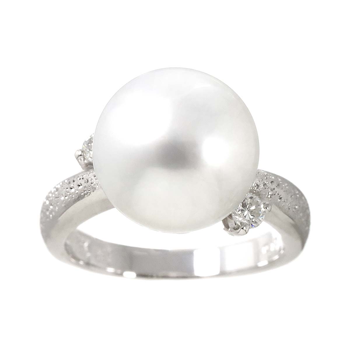South Sea pearl 12.4mm Diamond 0.18ct Ring 18K WG 750 6.25-6.5(US)
