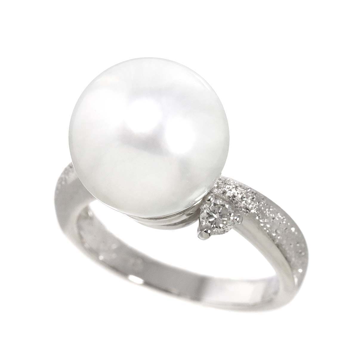 South Sea pearl 12.4mm Diamond 0.18ct Ring 18K WG 750 6.25-6.5(US)