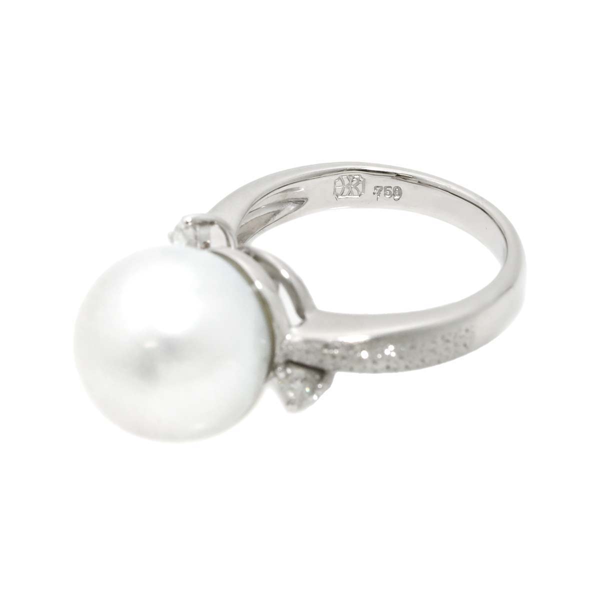 South Sea pearl 12.4mm Diamond 0.18ct Ring 18K WG 750 6.25-6.5(US)
