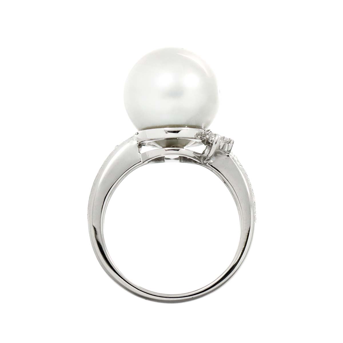 South Sea pearl 12.4mm Diamond 0.18ct Ring 18K WG 750 6.25-6.5(US)