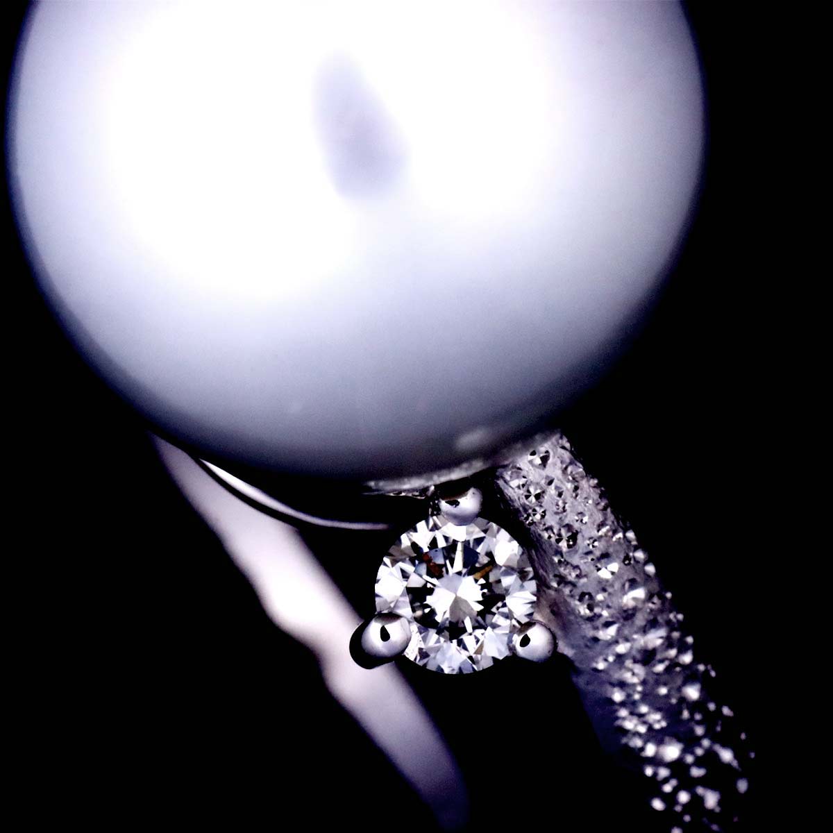 South Sea pearl 12.4mm Diamond 0.18ct Ring 18K WG 750 6.25-6.5(US)
