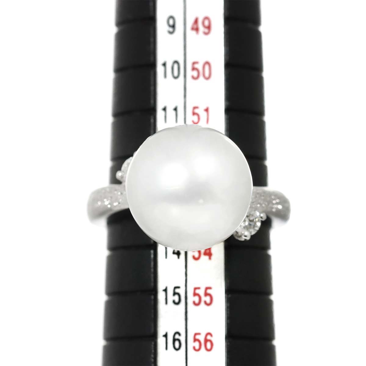 South Sea pearl 12.4mm Diamond 0.18ct Ring 18K WG 750 6.25-6.5(US)