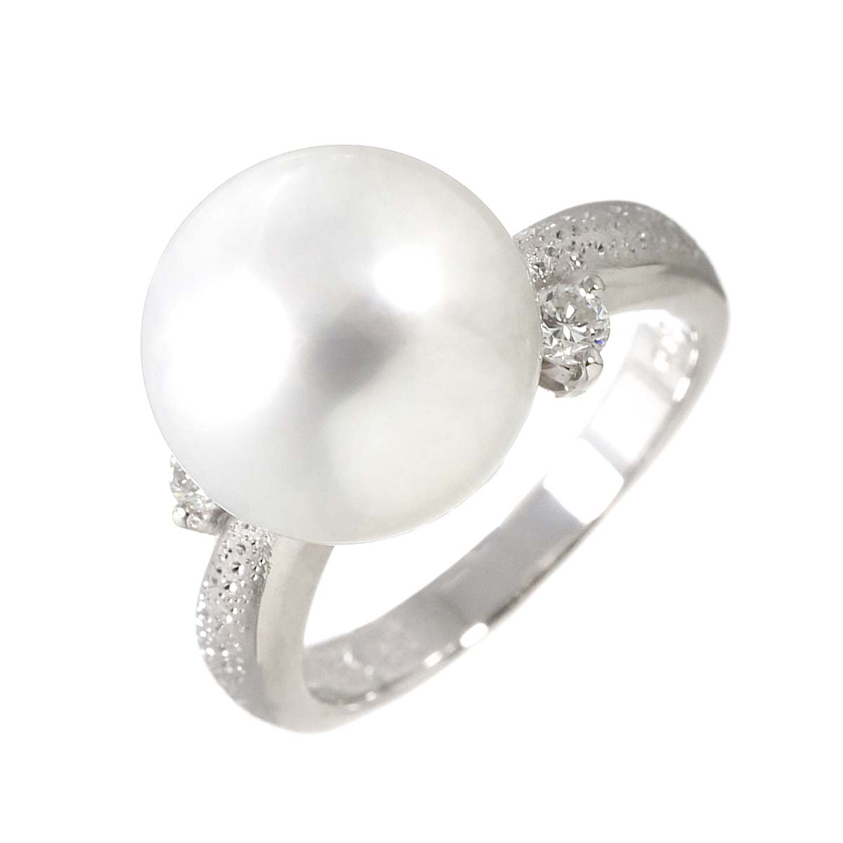 South Sea pearl 12.4mm Diamond 0.18ct Ring 18K WG 750 6.25-6.5(US)
