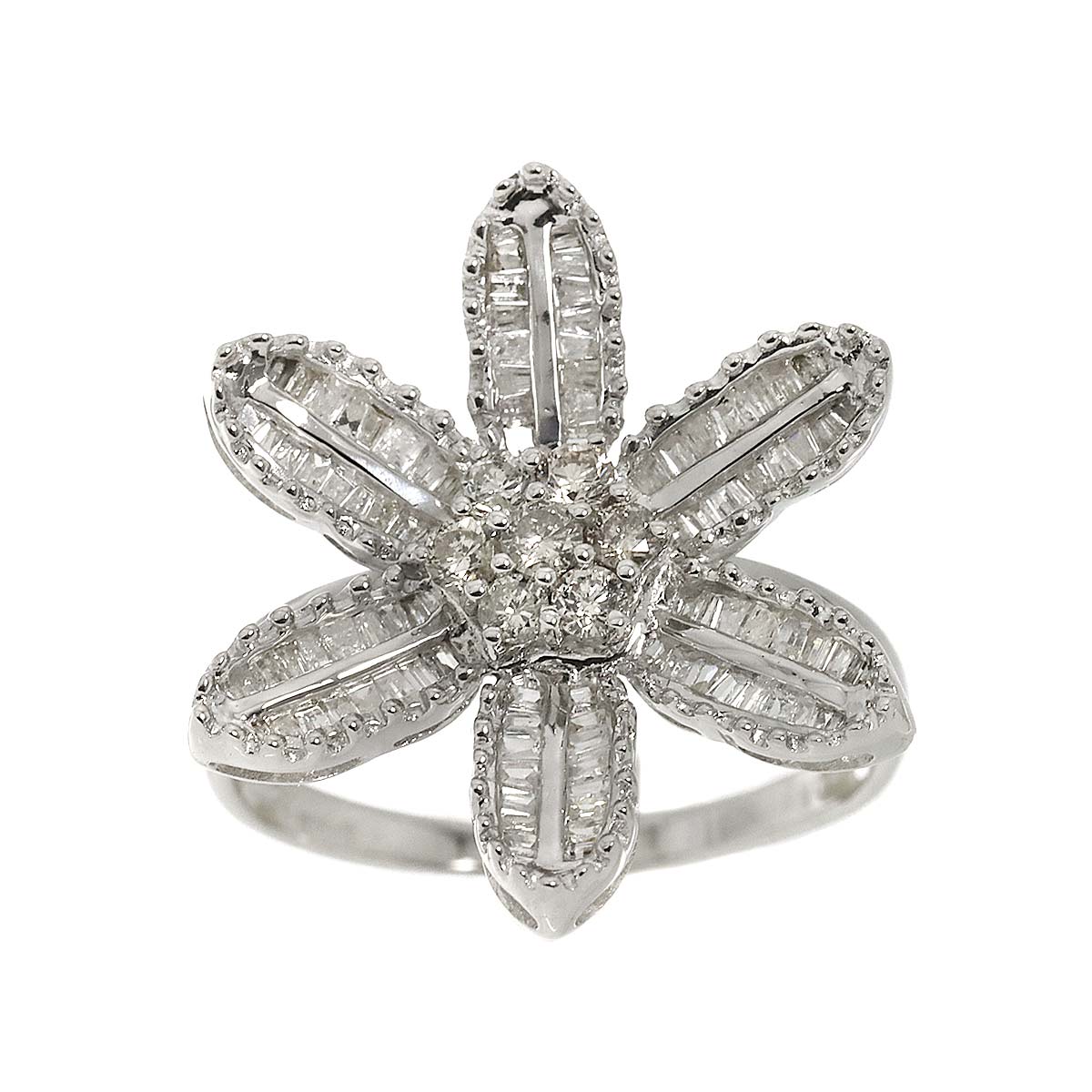 Diamond 1.00ct Ring 18K K18 WG White Gold size8-8.25(US)