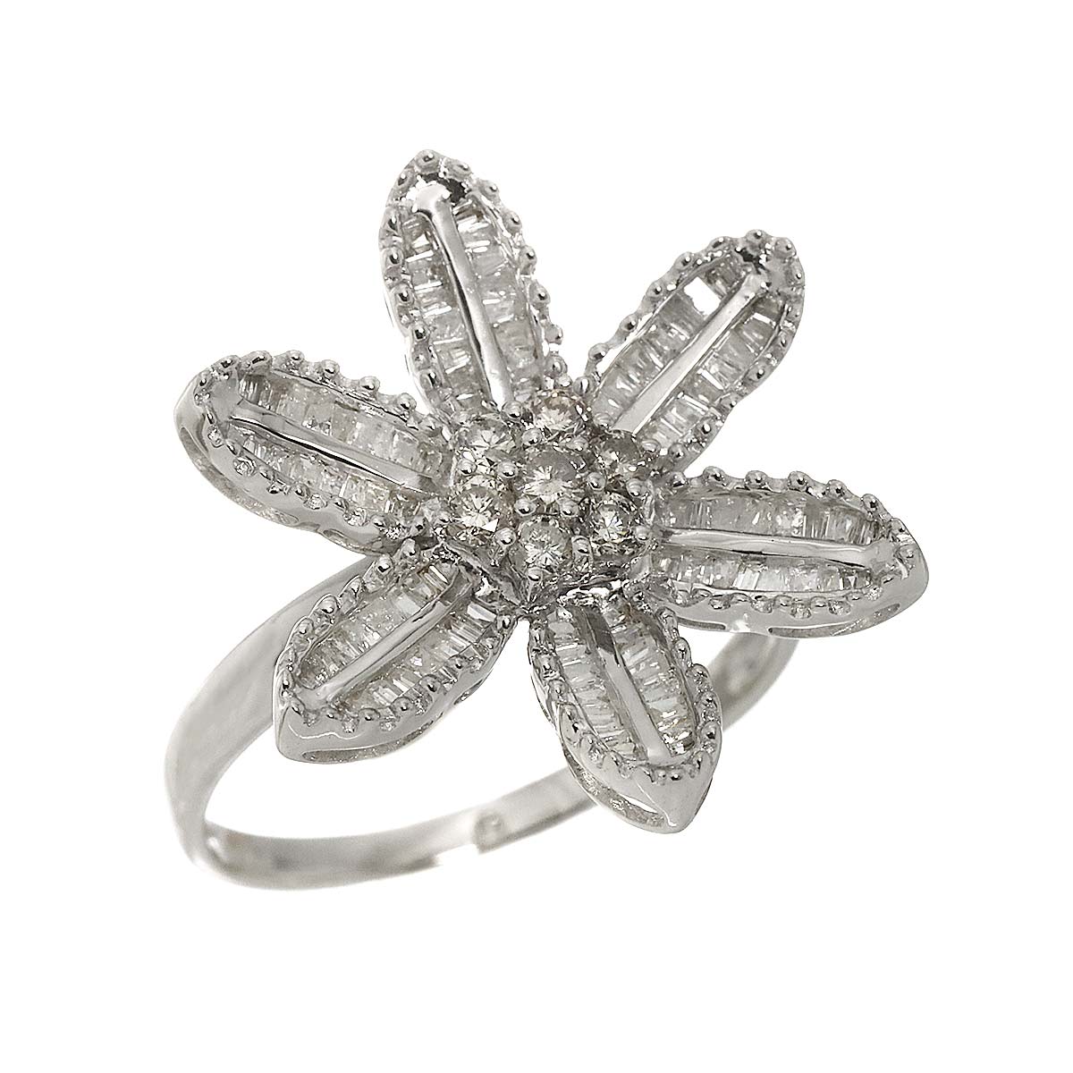 Diamond 1.00ct Ring 18K K18 WG White Gold size8-8.25(US)