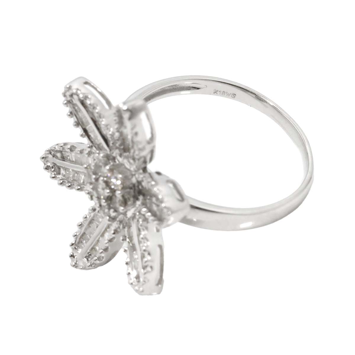 Diamond 1.00ct Ring 18K K18 WG White Gold size8-8.25(US)