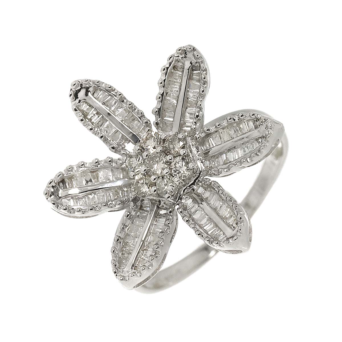 Diamond 1.00ct Ring 18K K18 WG White Gold size8-8.25(US)