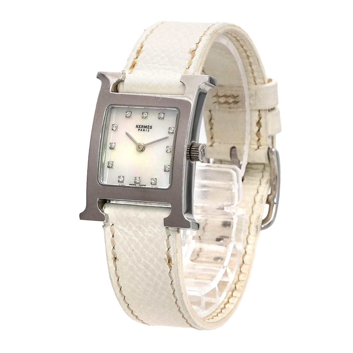 H Watch HH1 210 White Shell Dial 12P Diamond Quartz