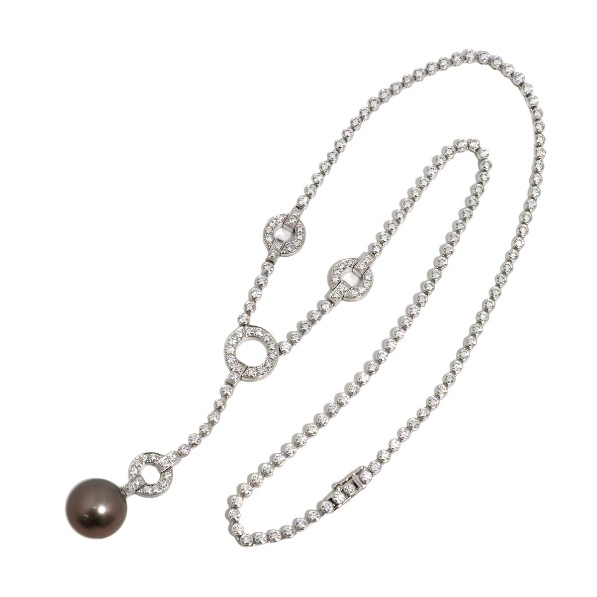 Black Pearl 12.8mm Diamond Necklace Pt