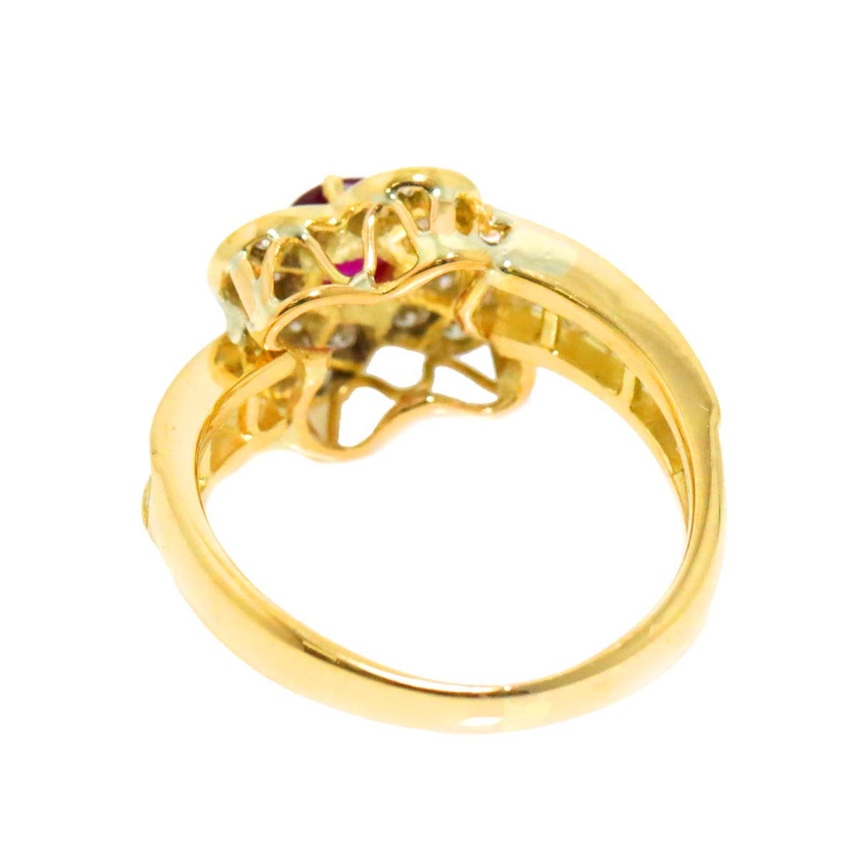 Ruby 0.403ct Diamond 1.02ct Ring 18K Yellow Gold 750 6(US)