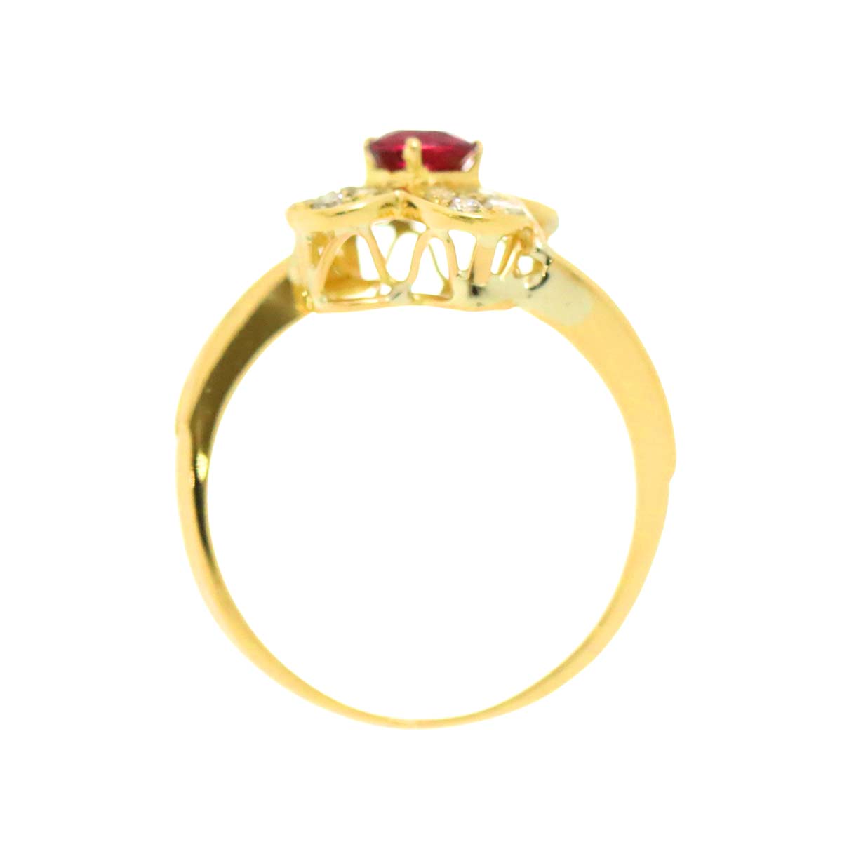 Ruby 0.403ct Diamond 1.02ct Ring 18K Yellow Gold 750 6(US)
