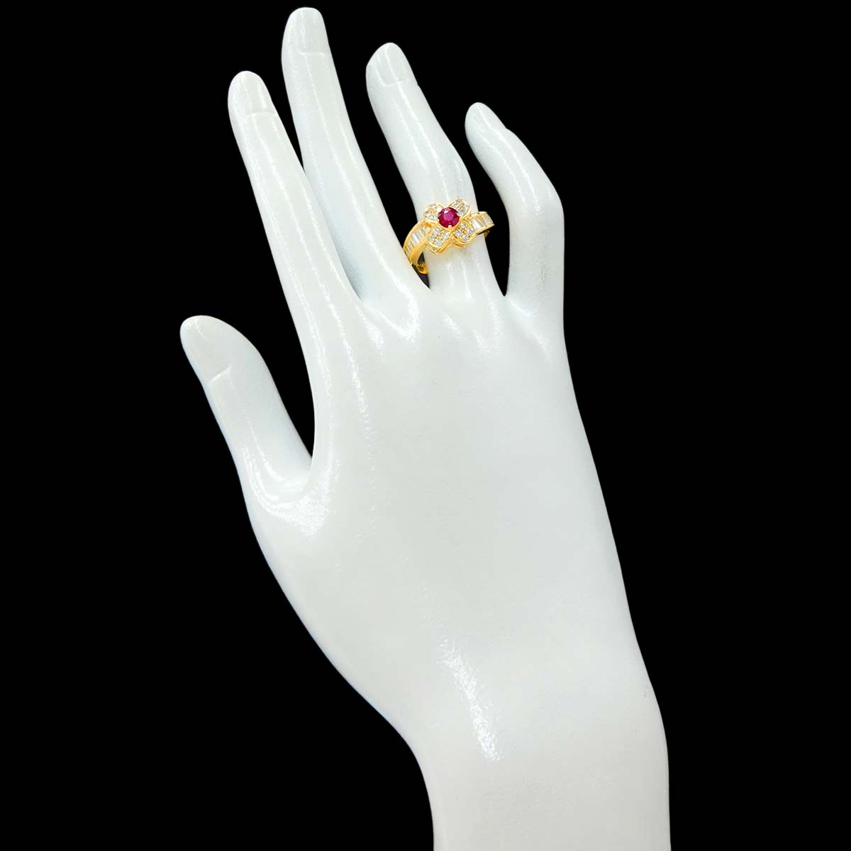 Ruby 0.403ct Diamond 1.02ct Ring 18K Yellow Gold 750 6(US)