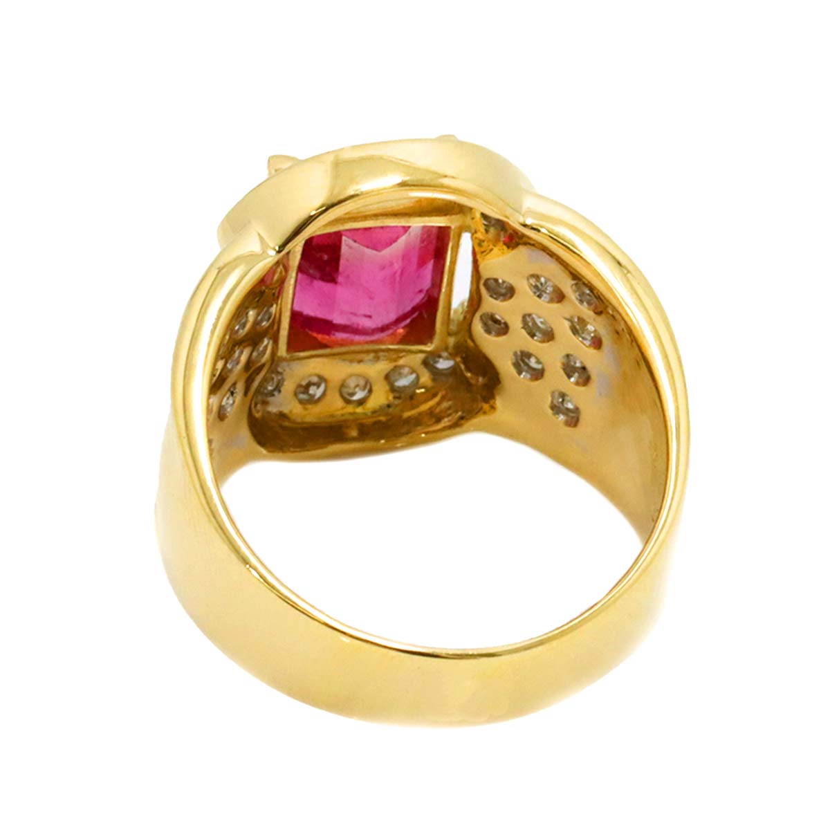 Tourmaline 2.88ct Diamond 0.62ct Ring 18K YG 750 Size6.5-6.75(US)