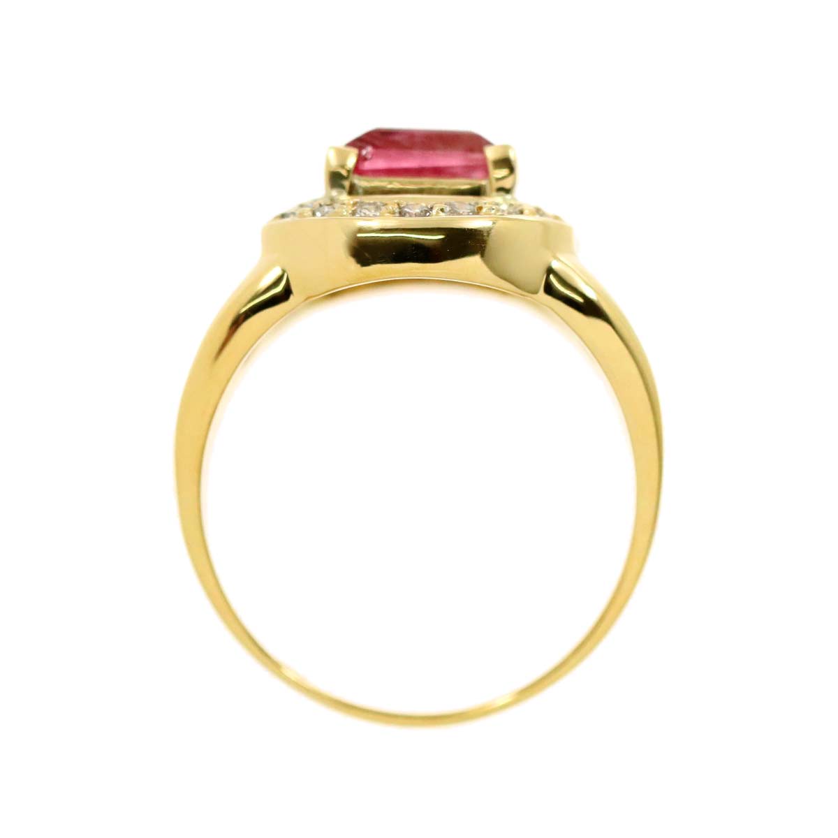 Tourmaline 2.88ct Diamond 0.62ct Ring 18K YG 750 Size6.5-6.75(US)