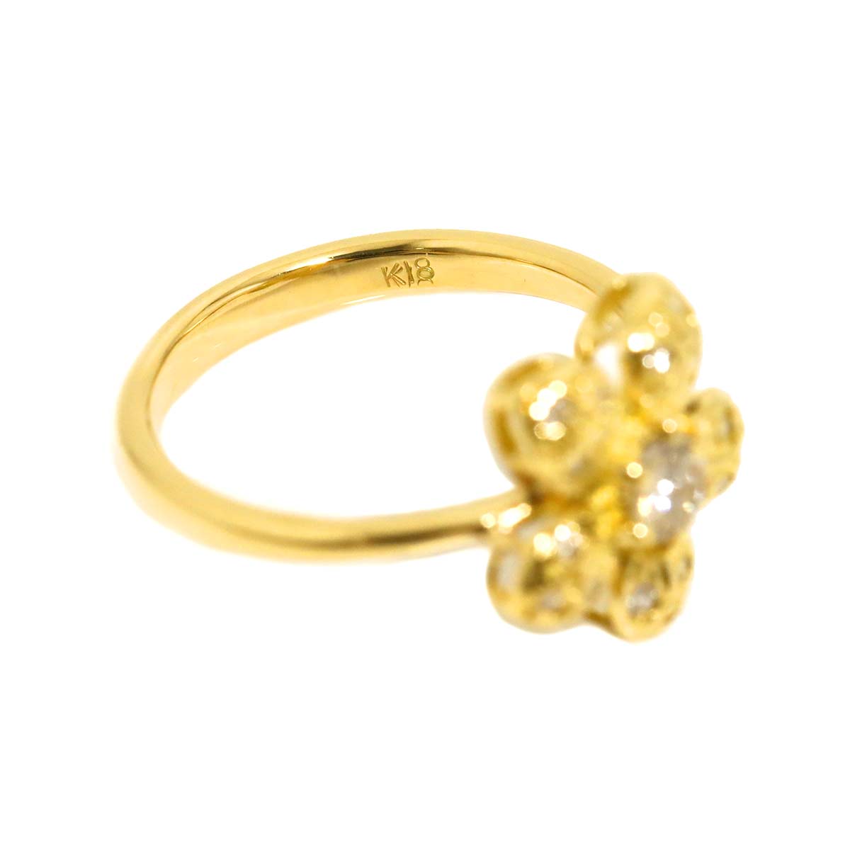 Diamond Ring 18K K18 YG Yellow Gold 750 size5.75-6(US)