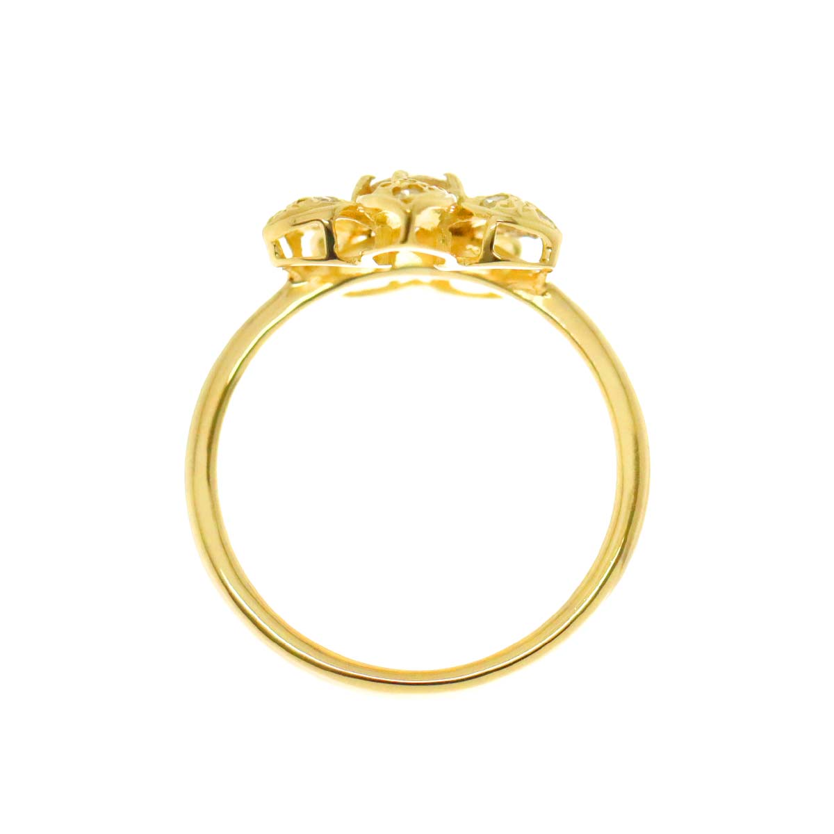 Diamond Ring 18K K18 YG Yellow Gold 750 size5.75-6(US)