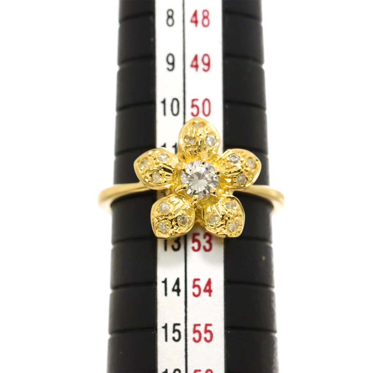 Diamond Ring 18K K18 YG Yellow Gold 750 size5.75-6(US)