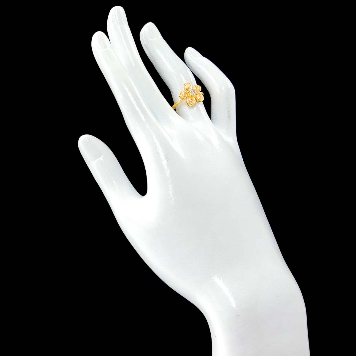 Diamond Ring 18K K18 YG Yellow Gold 750 size5.75-6(US)