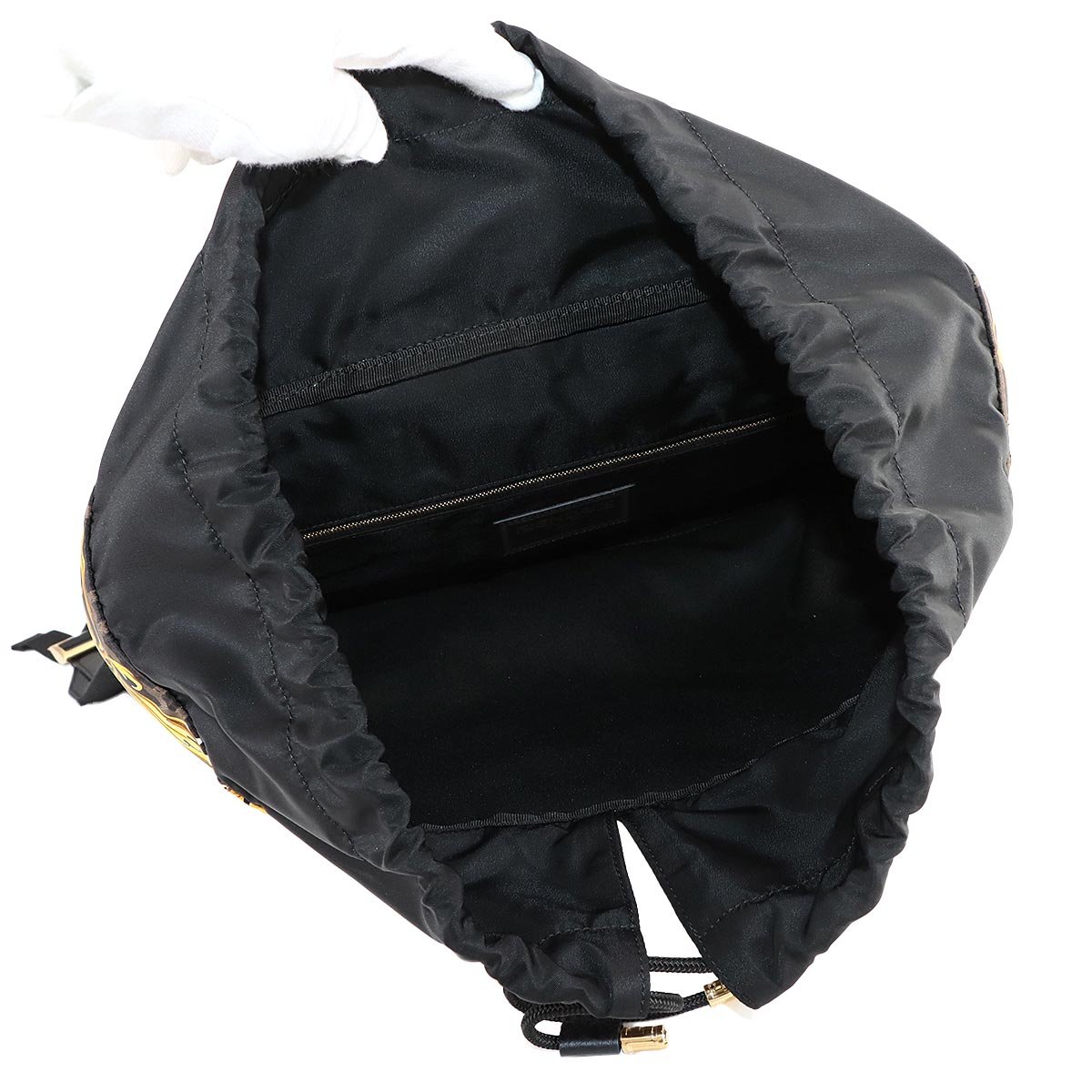 FENDACE Backpack Nylon Leather Black Yellow 7VZ066 Purse