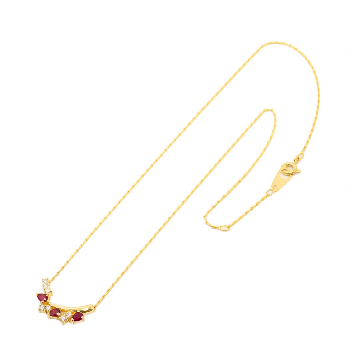 Ruby 0.48ct Diamond 0.25ct Necklace 18K 18K Yellow Gold 750