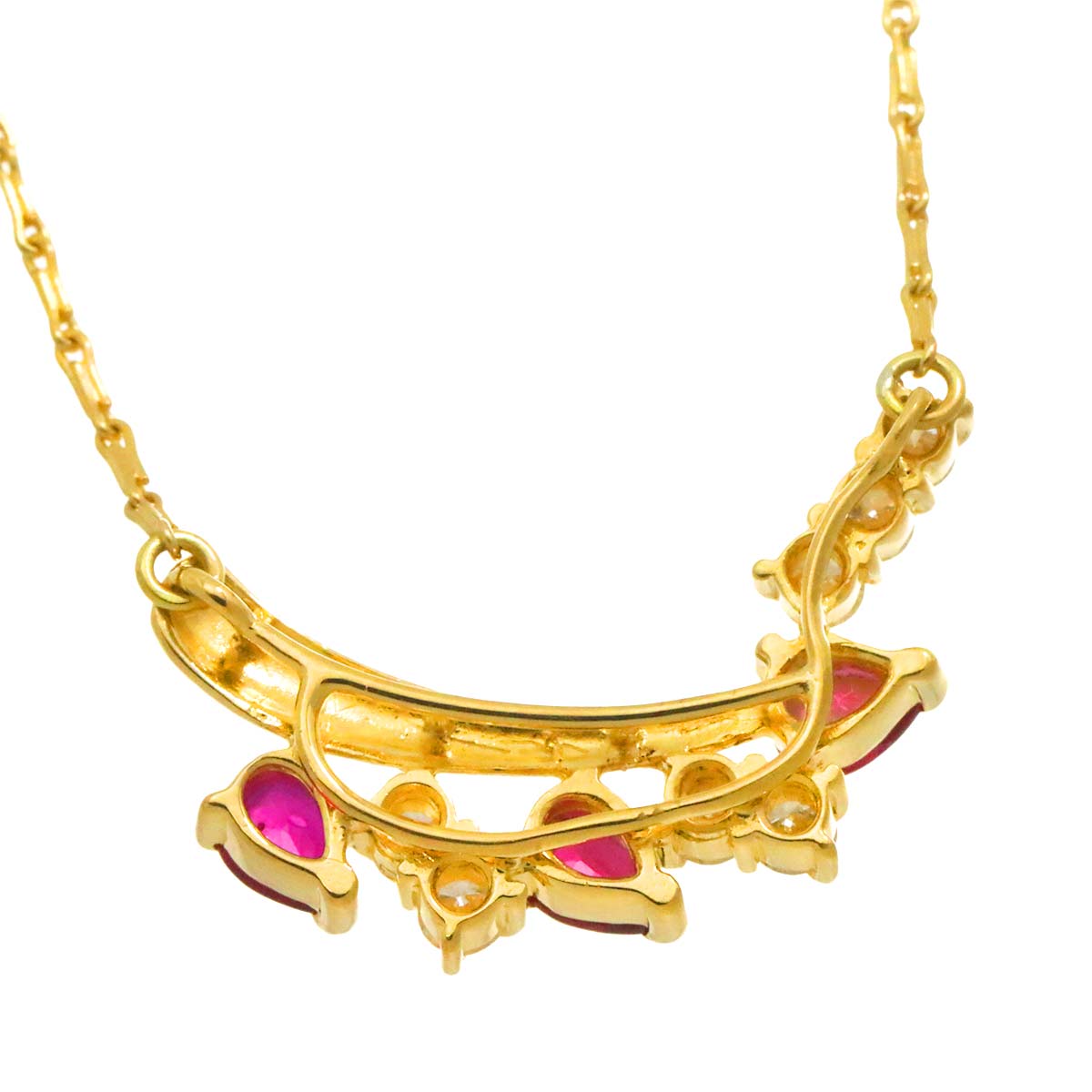 Ruby 0.48ct Diamond 0.25ct Necklace 18K 18K Yellow Gold 750