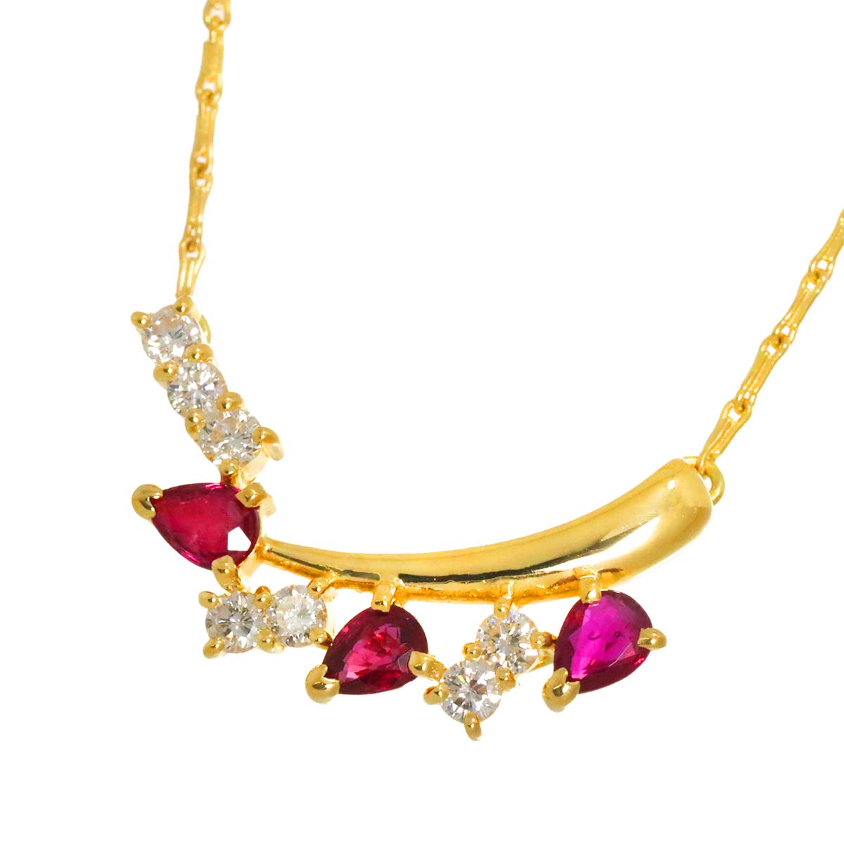 Ruby 0.48ct Diamond 0.25ct Necklace 18K 18K Yellow Gold 750
