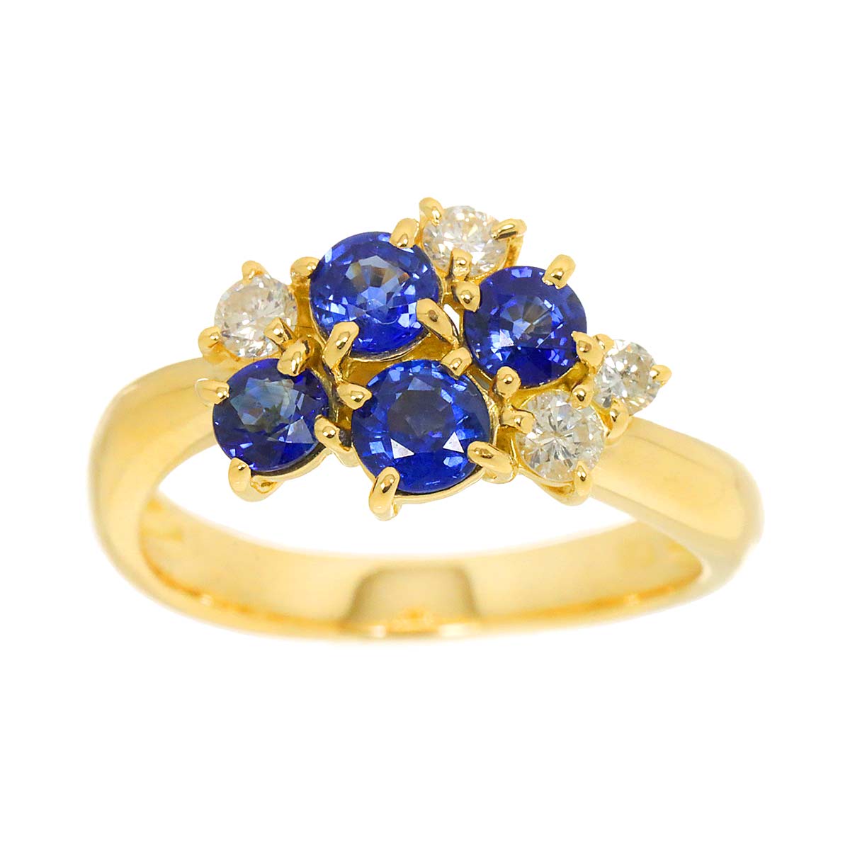 Sapphire 1.00ct Diamond 0.23ct Ring 18K 750 5.75-6(US)