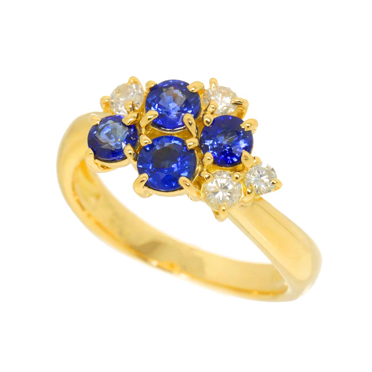 Sapphire 1.00ct Diamond 0.23ct Ring 18K 750 5.75-6(US)