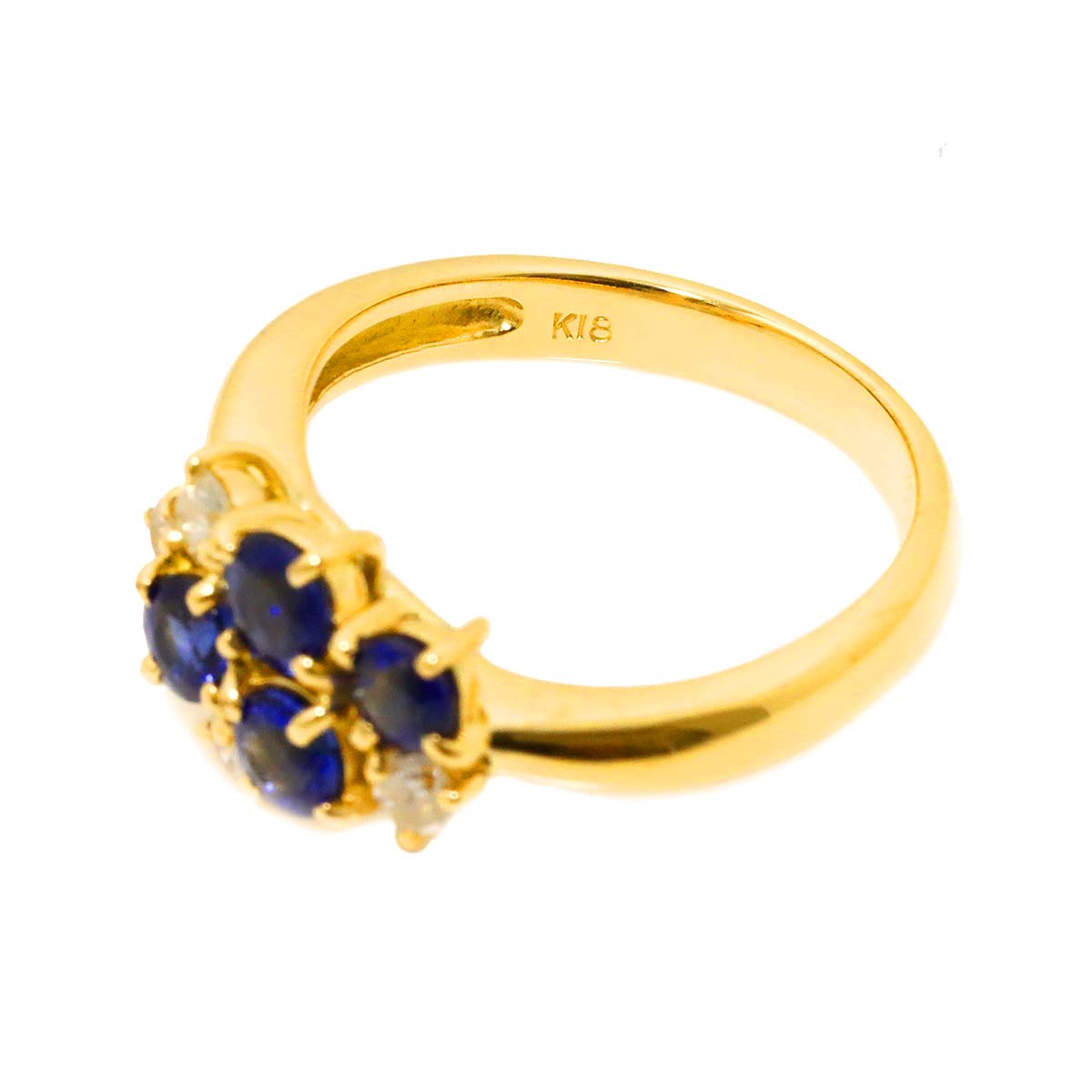 Sapphire 1.00ct Diamond 0.23ct Ring 18K 750 5.75-6(US)